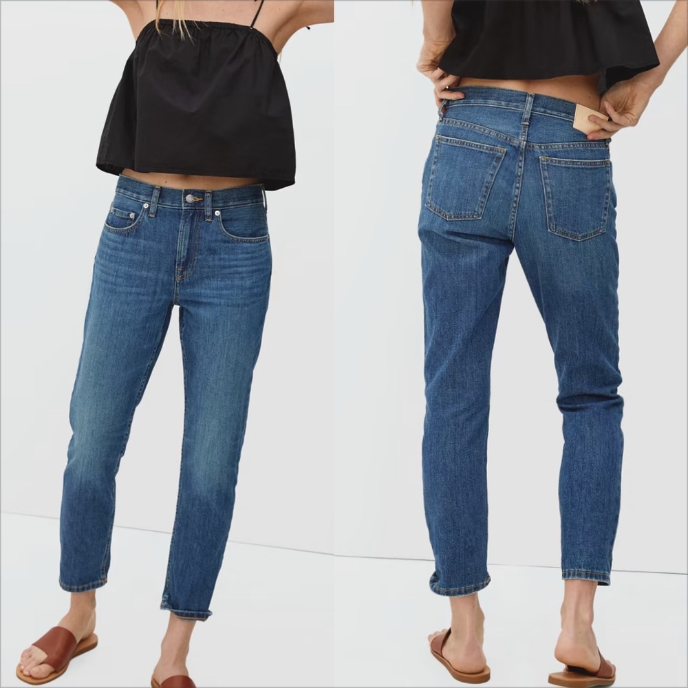 Everlane Relaxed Straight Fit Jeans Medium Wash High Waisted Size 28 Regular